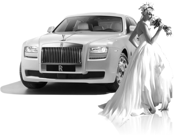 A white Rolls-Royce or Ghost is every bride's dream white wedding car