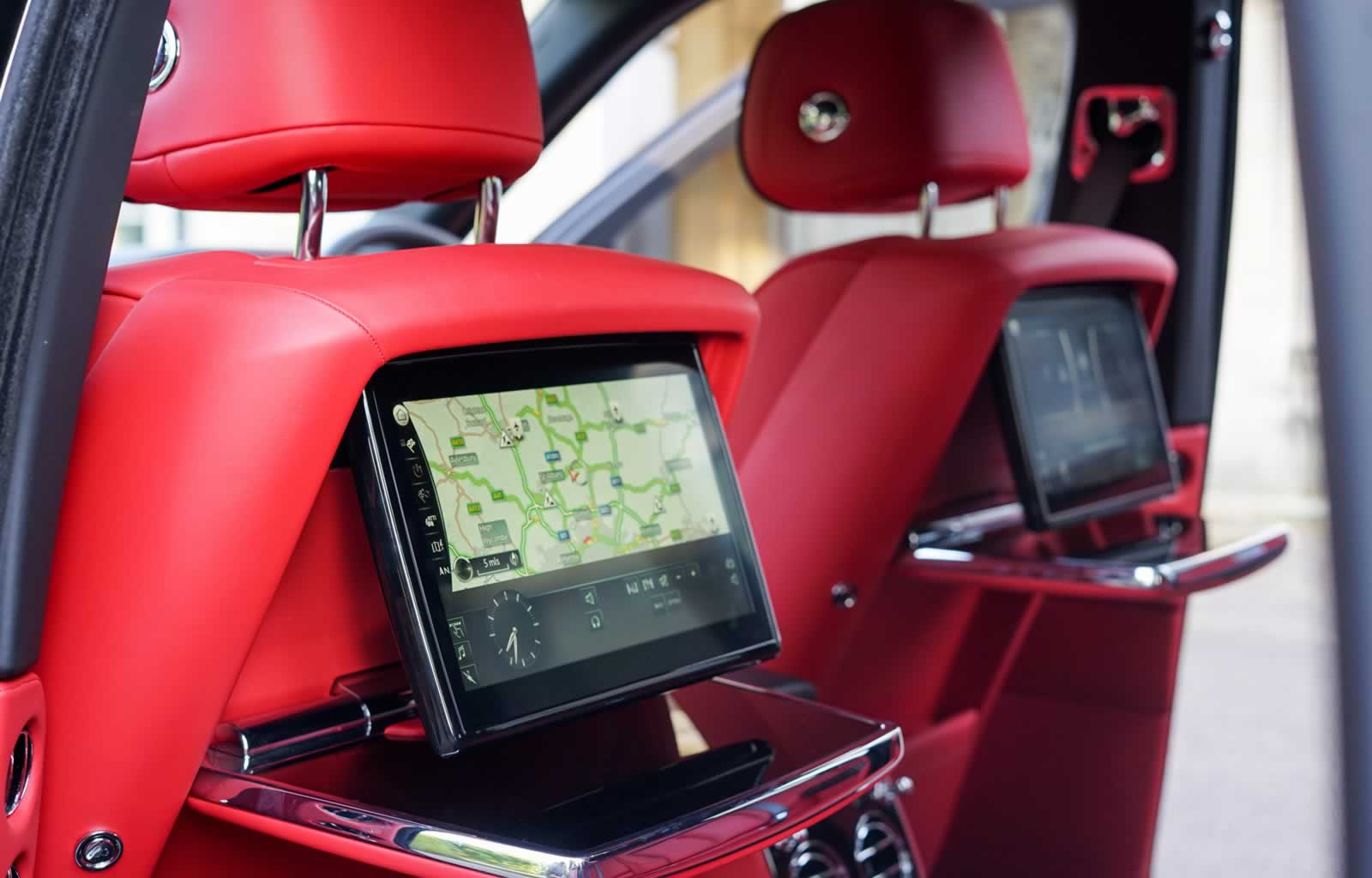 Black Rolls-Royce Cullinan interior rear theatre system