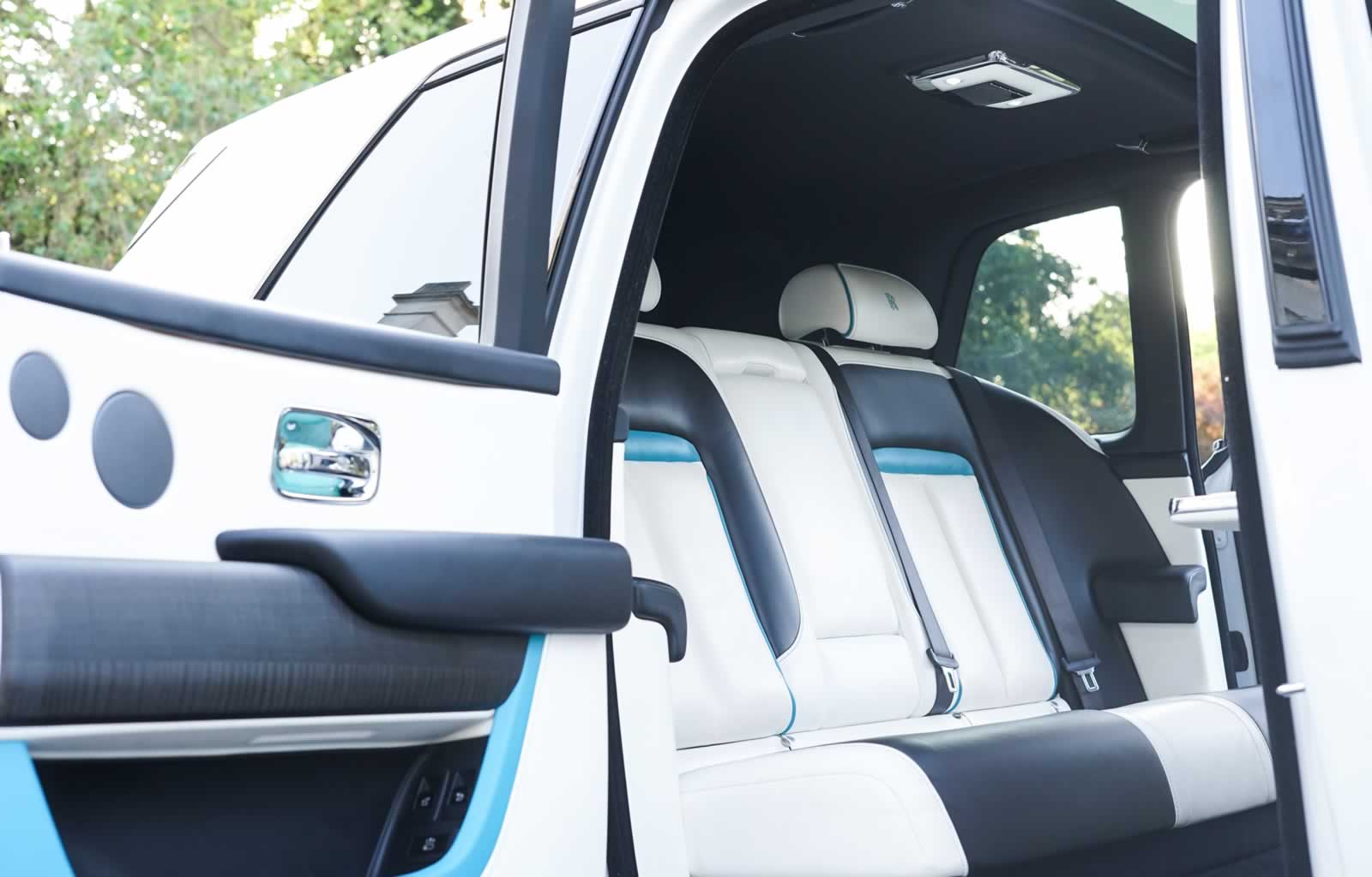 White Rolls-Royce Cullinan rear seats