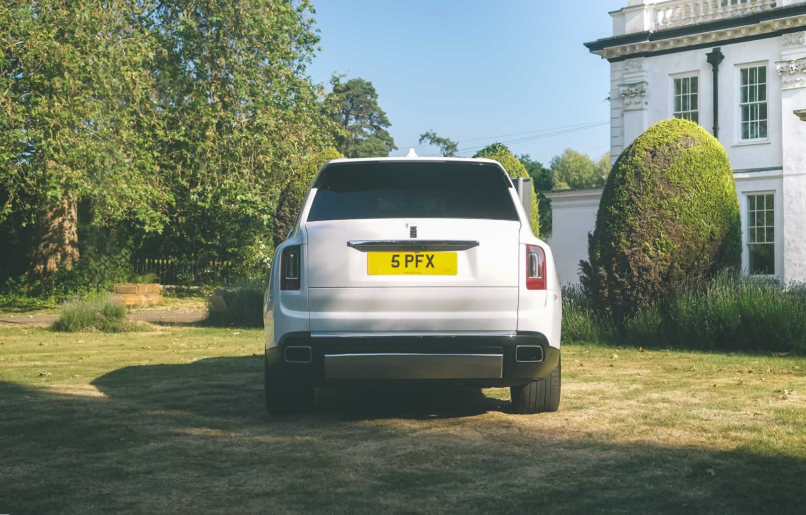 White Rolls-Royce Cullinan rear view